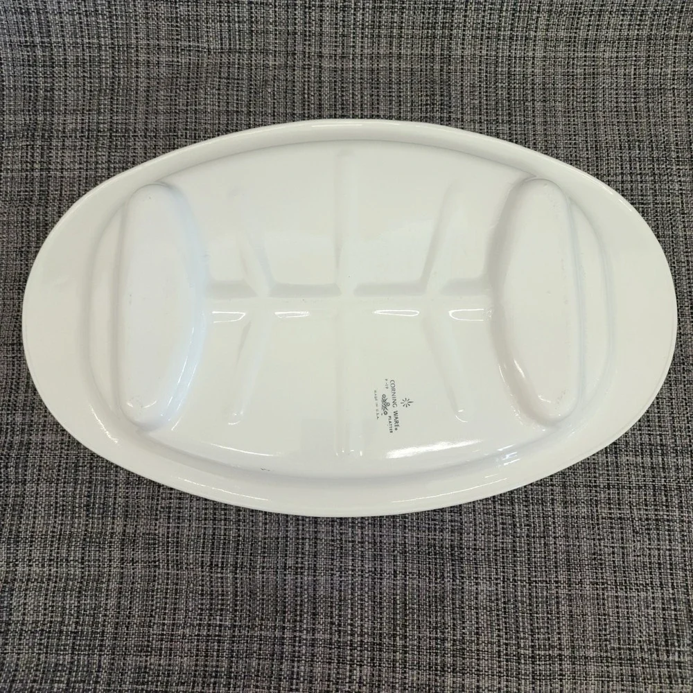 Vintage Corning Ware Blue Cornflower P-19 Meat Platter 16 Inch Oval Tree Well